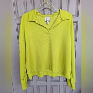 Industry Pulllover Shirt Boxy SzXL/TG Green Collar/Cuffs HiLo Super Soft Knit